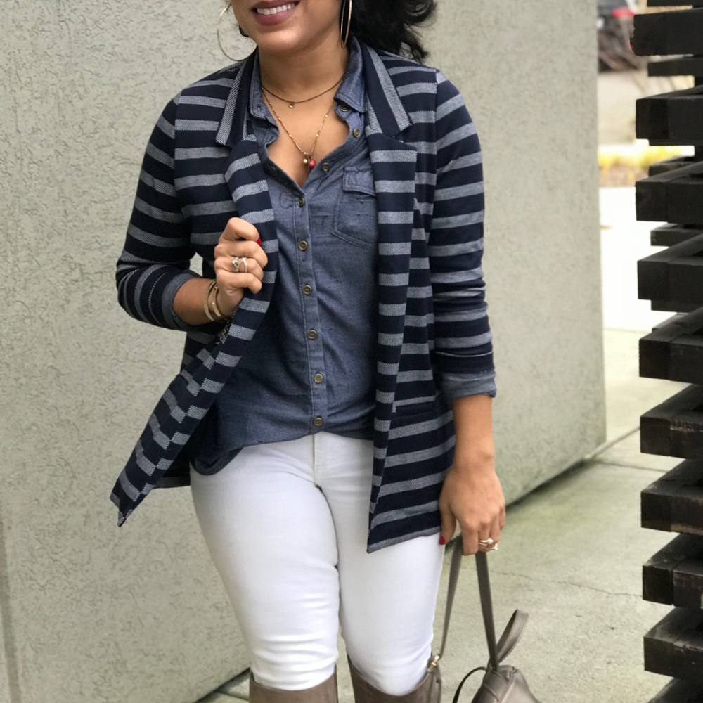 Navy & Gray striped jacket, NWT. - Picture 5 of 5